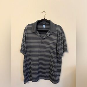 PGA Golf Polo Short Sleeve Gray Striped Men Size Large